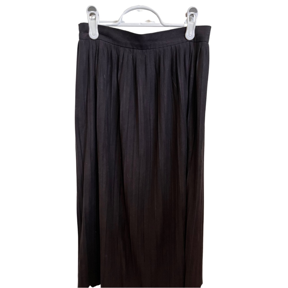 Zara Black Pleated Suede Midi Skirt, Size XS